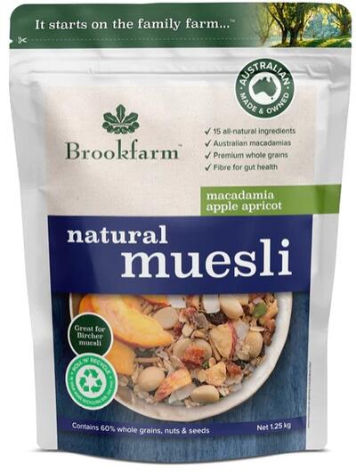 Brookfarm Natural Macadamia Apricot & Apple Muesli 1.25kg