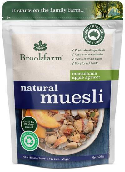 Brookfarm Natural Macadamia Apricot & Apple Muesli 500g