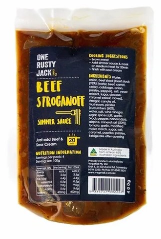 One Rusty Jack Beef Stroganoff Simmer Sauce 