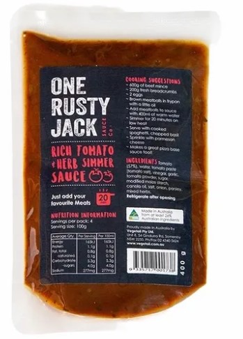 One Rusty Jack Rich Tomato & Herb Simmer Sauce 