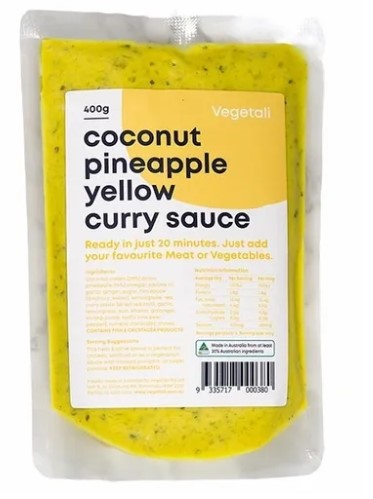 Vegetali Coconut Pineapple Yellow Curry Sauce